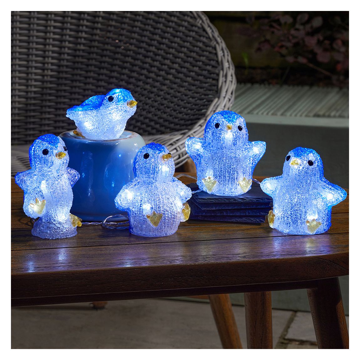 Set Of 5 InLit Solar Ice Penguins Lights main product photo