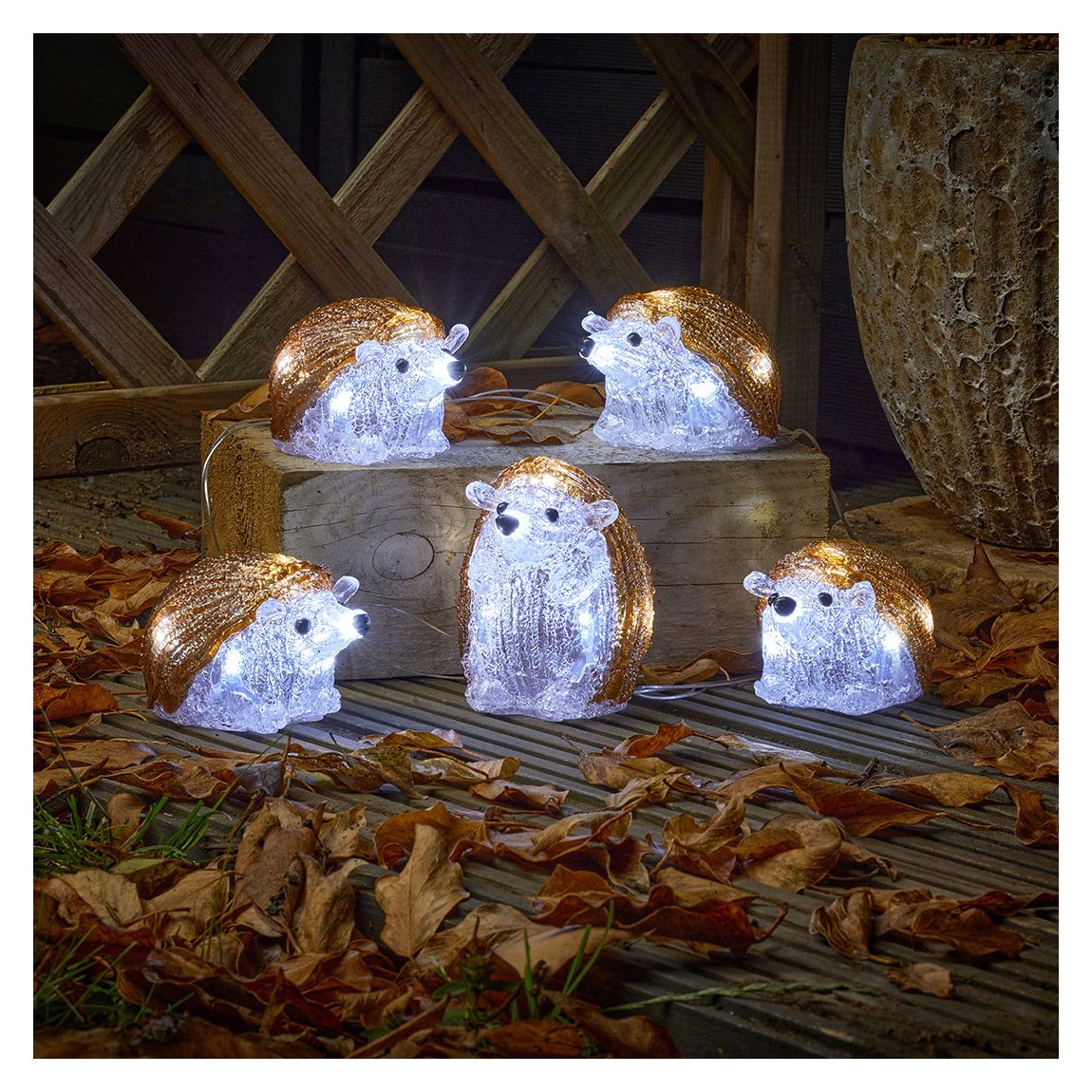 Set Of 5 InLit Solar Ice Hedgehogs Lights main product photo