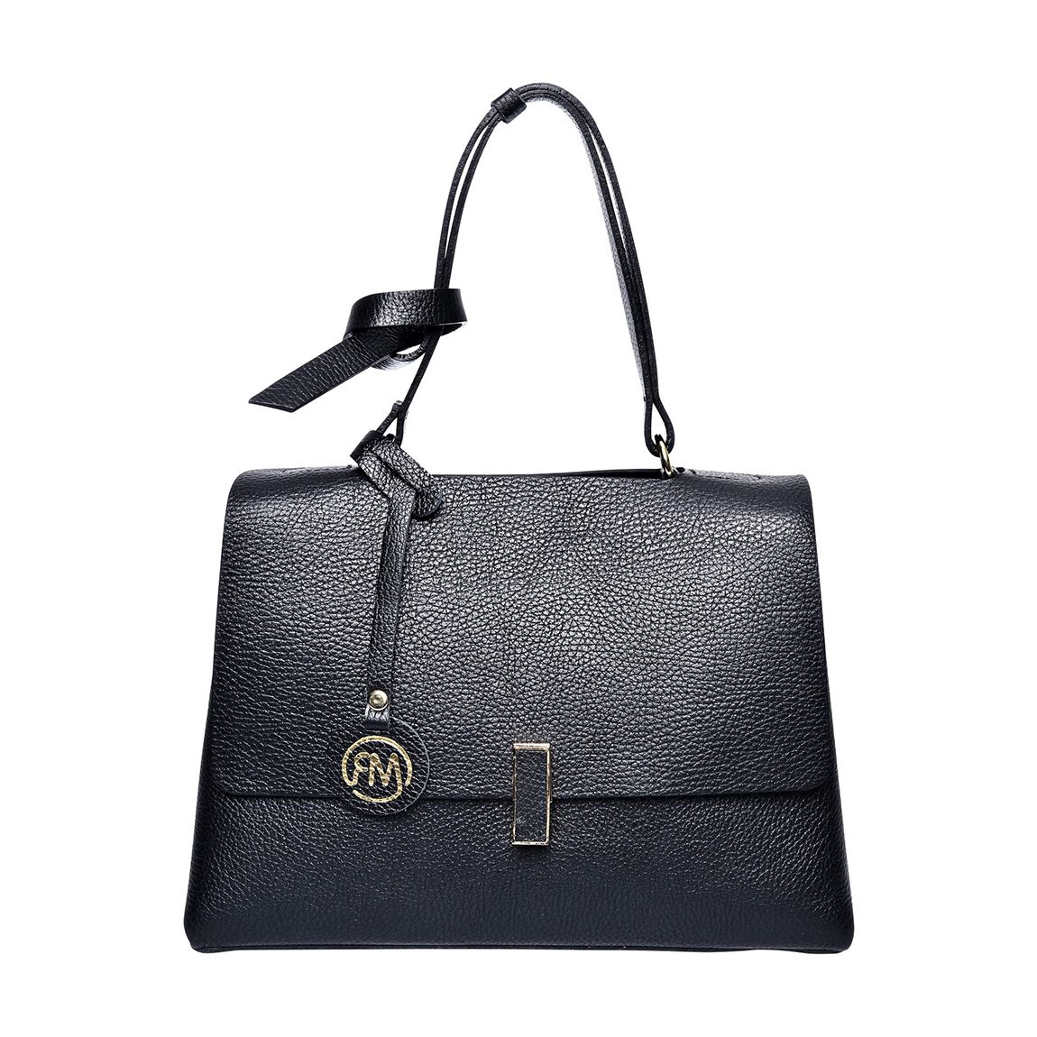 Black Italian Leather Top Handle Bag main product photo