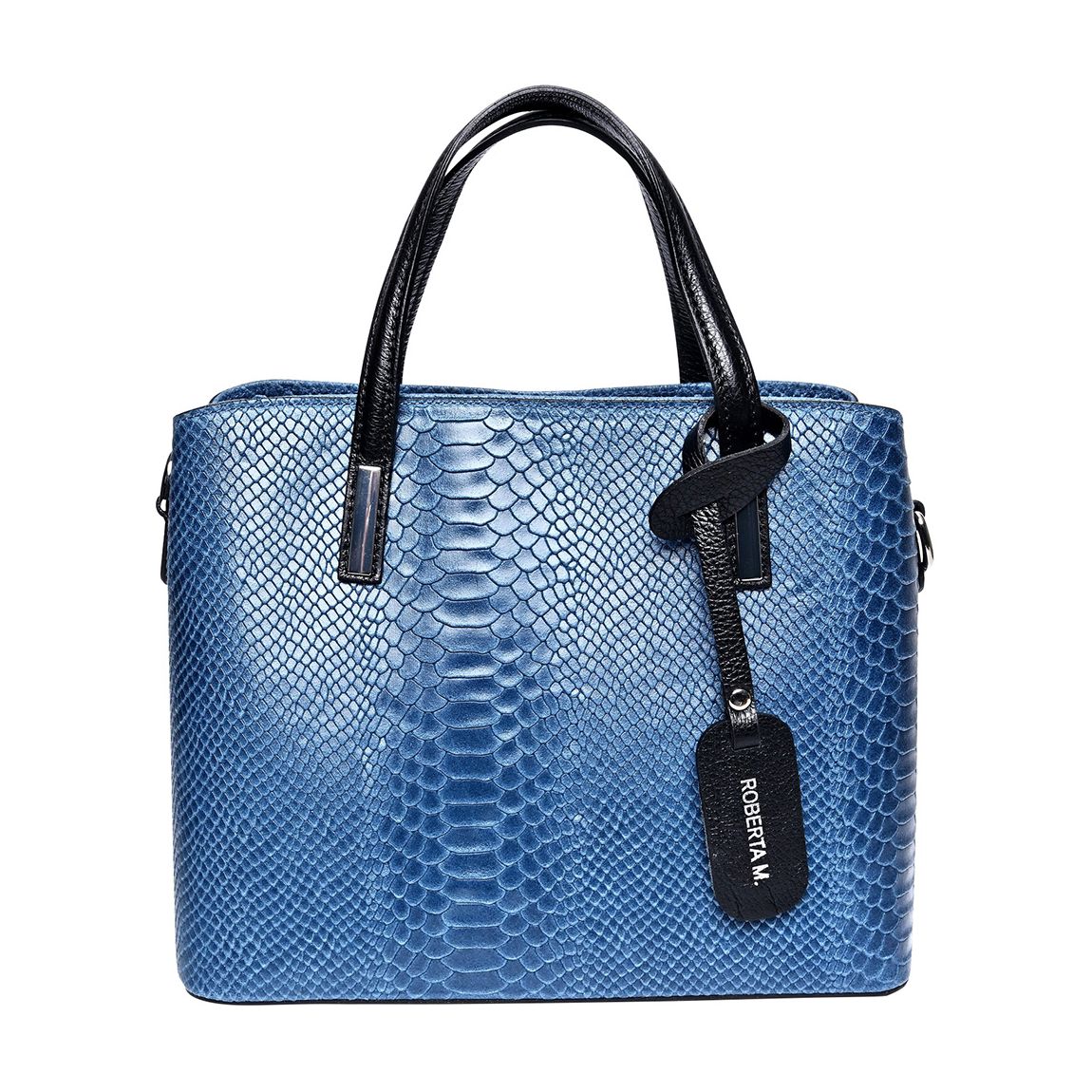 Blue Italian Leather Top Handle Bag main product photo