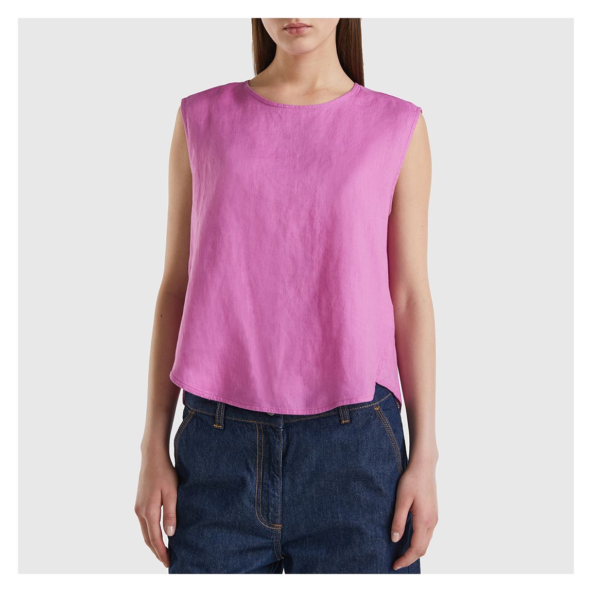 Pink Sleeveless Linen Top main product photo