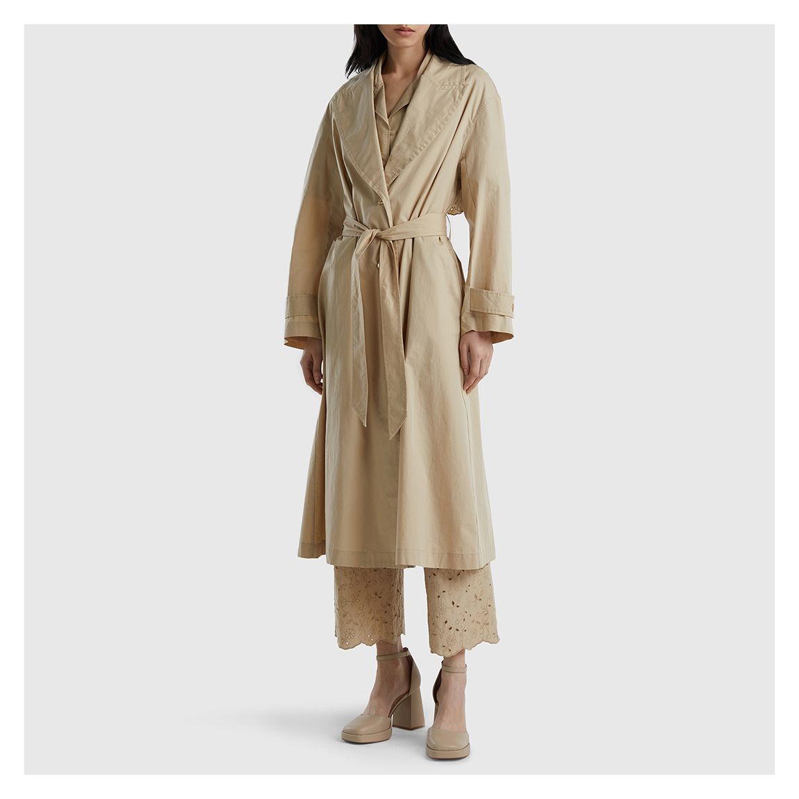 Beige Cotton Trench Coat main product photo