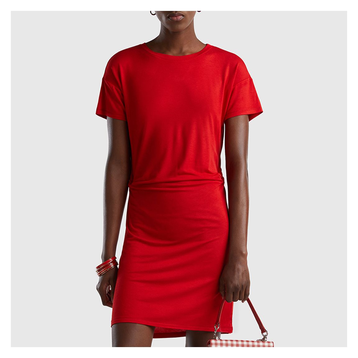 Red Gathered Side Dress main product photo