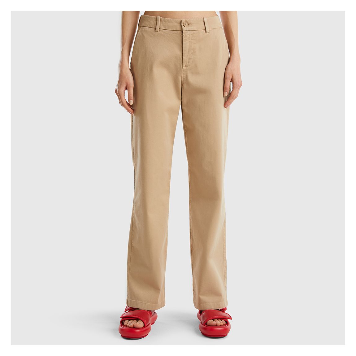 Beige Mid Waist Trousers main product photo