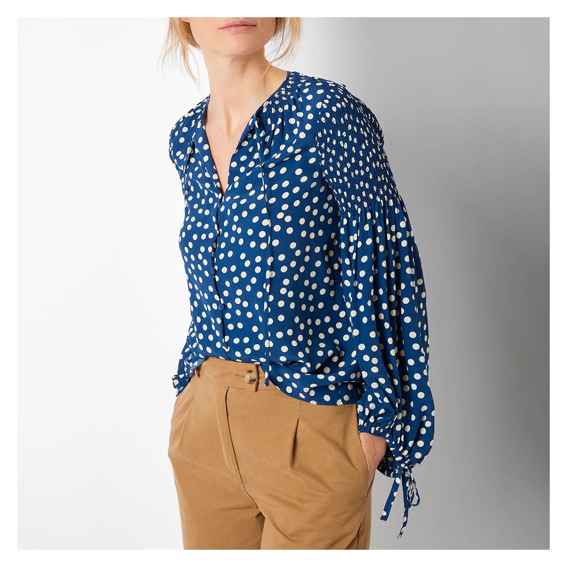 Navy Millie Spot Print Blouse main product photo