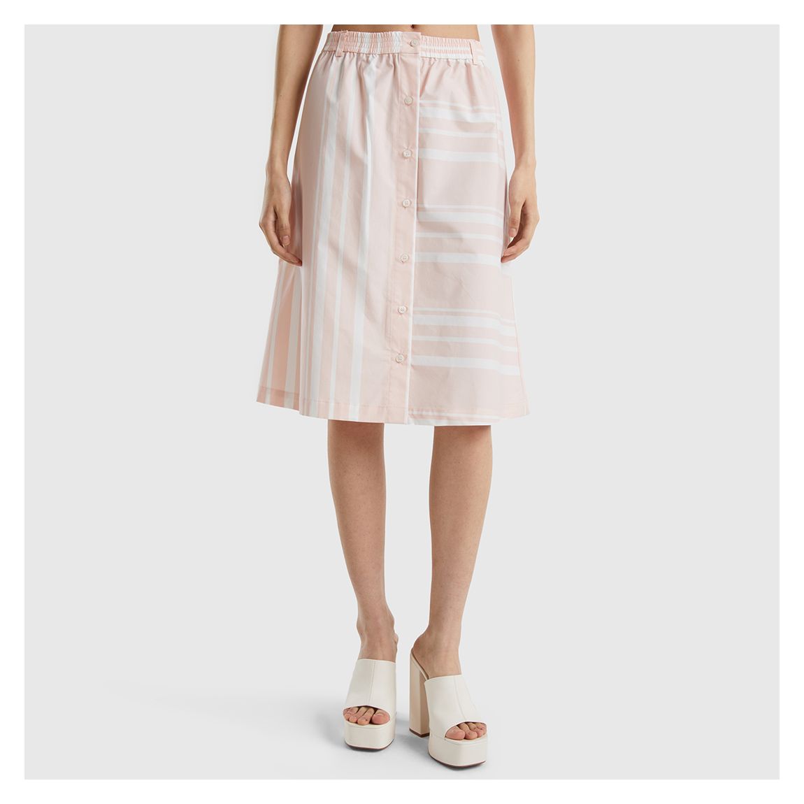 Pink Button Up Cotton Skirt main product photo