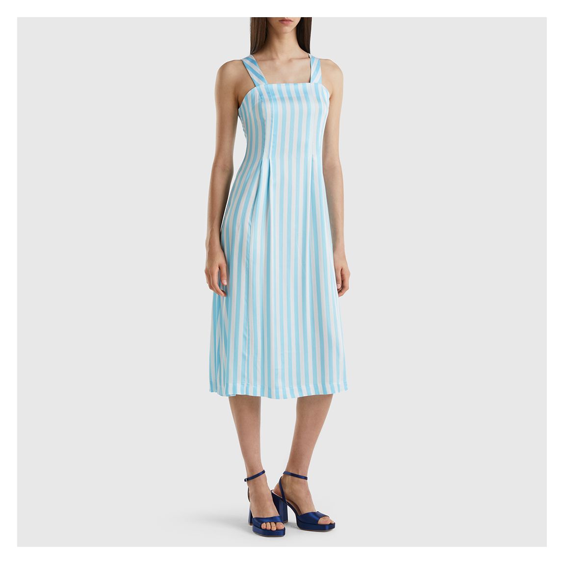 Light Blue Striped Midi Dress main product photo