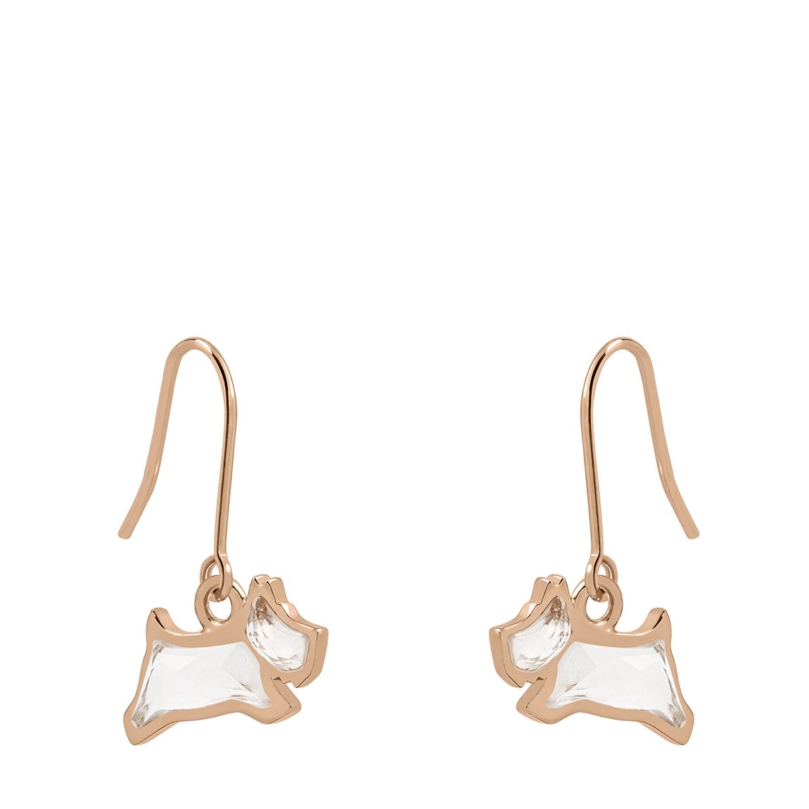 18ct Rose Gold Plated Sterling Silver Clear Stone Jumping Dog Earrings main product photo
