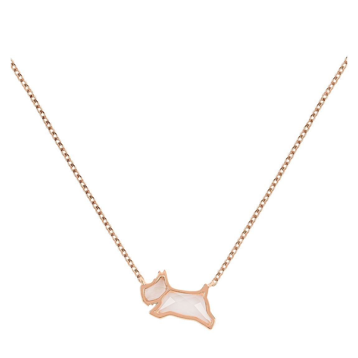 18ct Rose Gold Plated Sterling Silver Clear Stone Jumping Dog Necklace main product photo