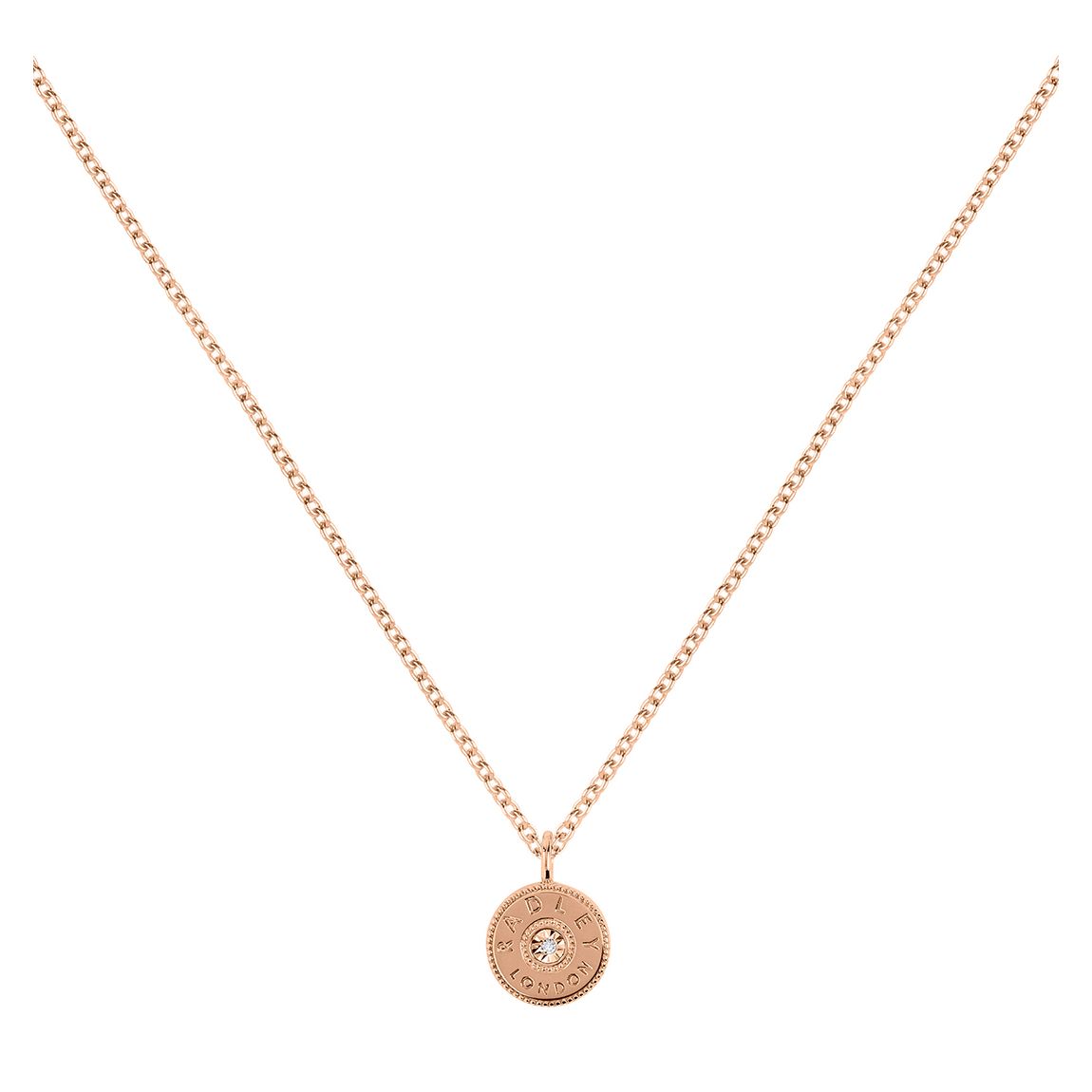 Rose Gold Plated Sterling Silver Diamond Disc Necklace main product photo