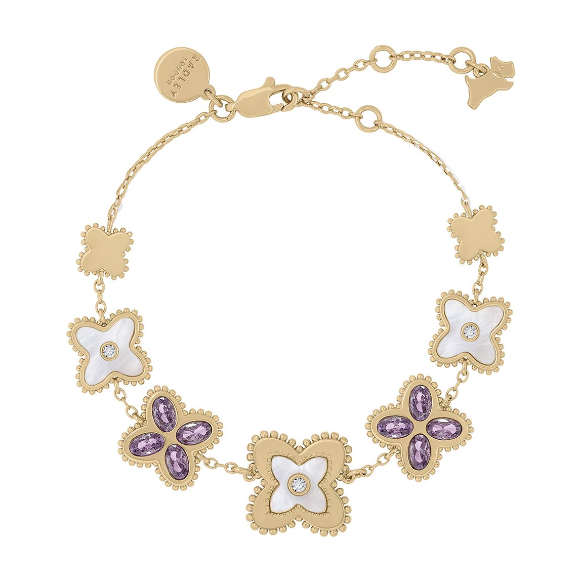 18ct Pale Gold Plated Purple Stone Bracelet main product photo