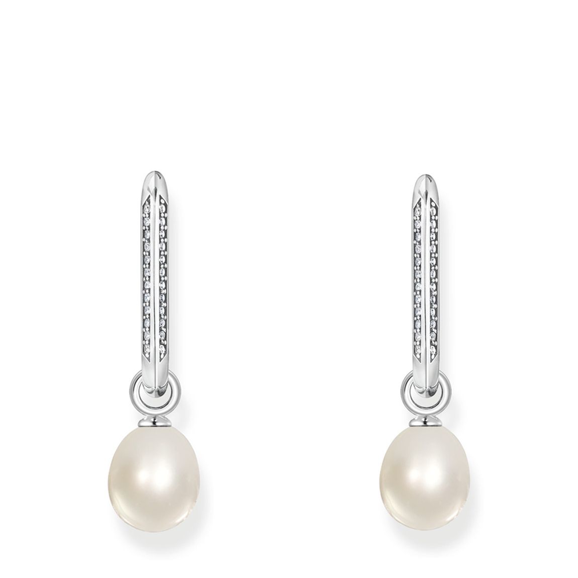 Sterling Silver & Pearl Drop Glam & Soul Hoop Earrings main product photo