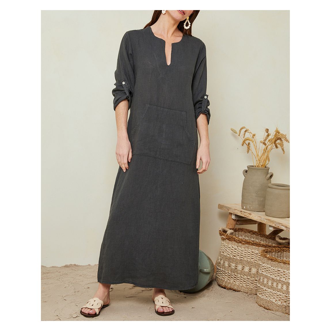 Green Linen Dress main product photo