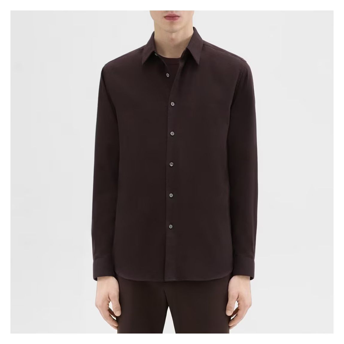 Dark Brown Irving Stripe Cotton Shirt main product photo