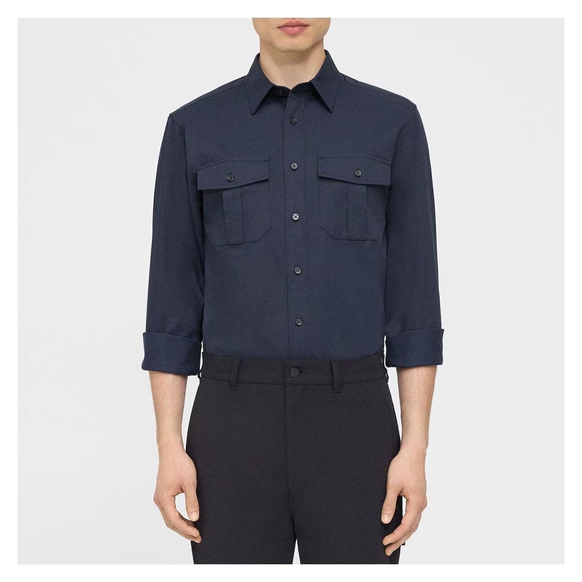 Navy Irving Cotton Blend Overshirt main product photo