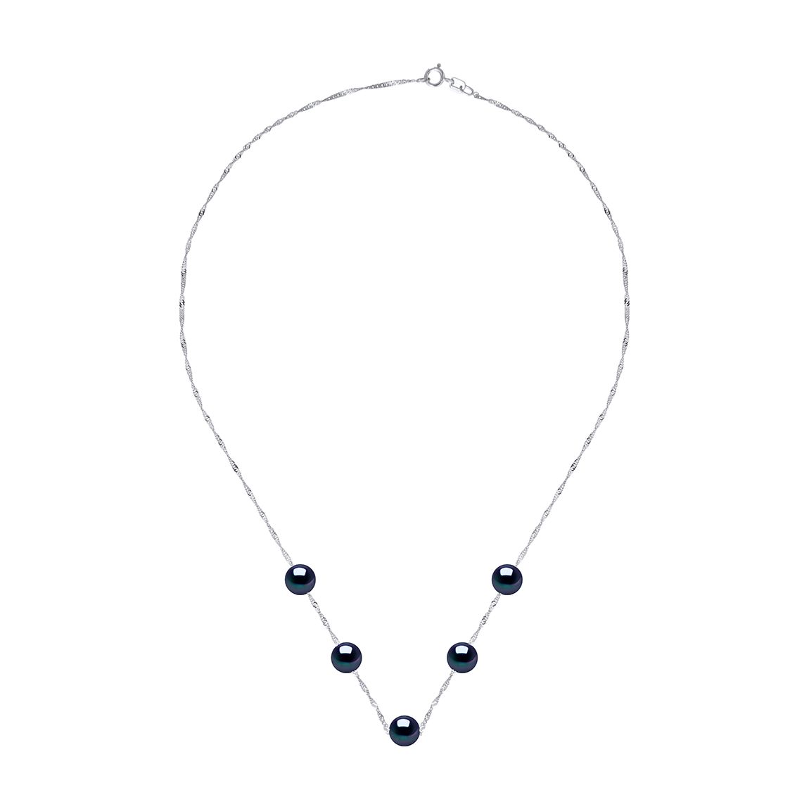 Black Freshwater Pearls Silver Necklace 9-10 mm main product photo