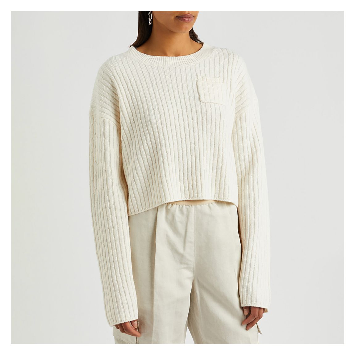 Ecru Caria Ribbed Wool Blend Jumper main product photo