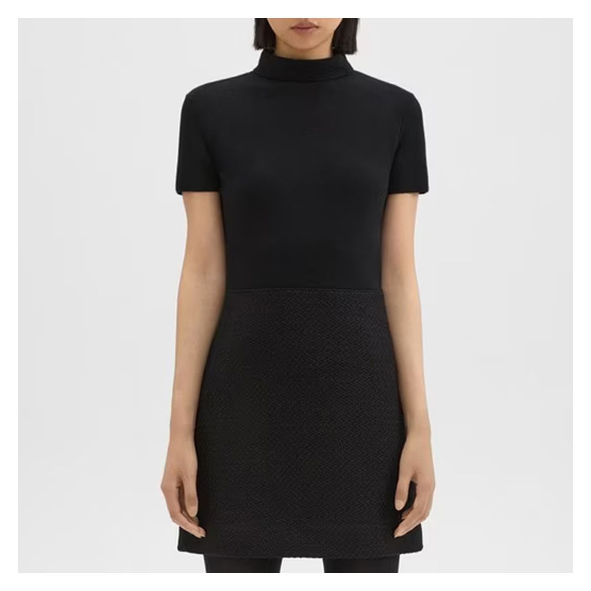 Black Roll Neck Wool Blend Mini Dress main product photo