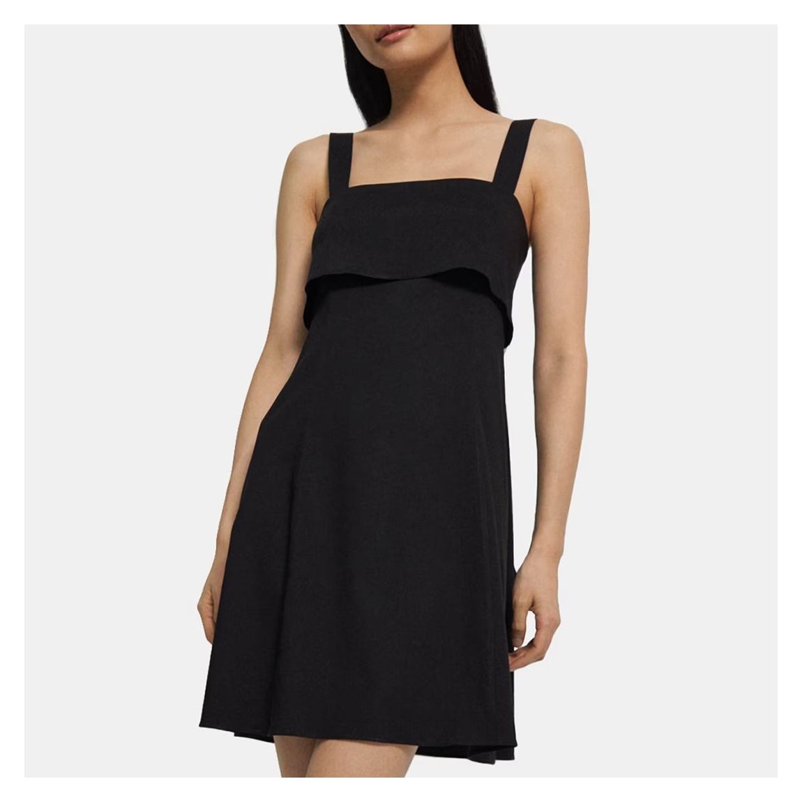 Black Drape Back Linen Blend Mini Dress main product photo