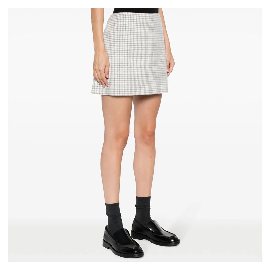 White Check Wool Mini Skirt main product photo