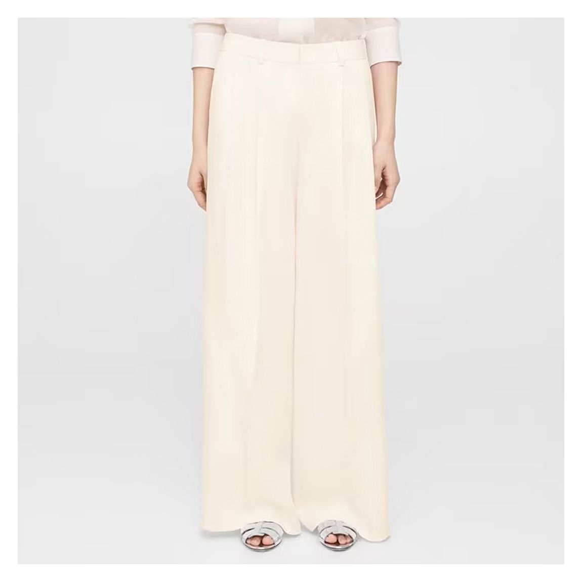 Cream Low Rise Pleated Linen Trousers main product photo