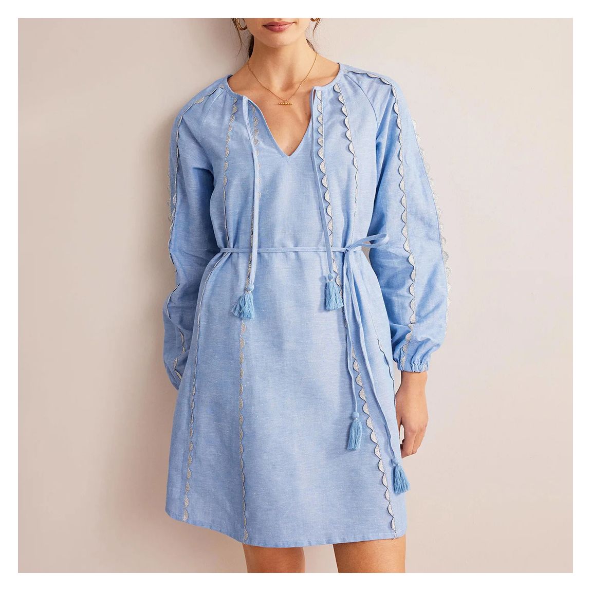 Blue Ric Rac Linen Blend Dress main product photo