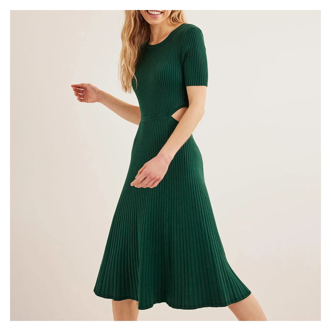 Green Cut Out Knitted Dress main product photo