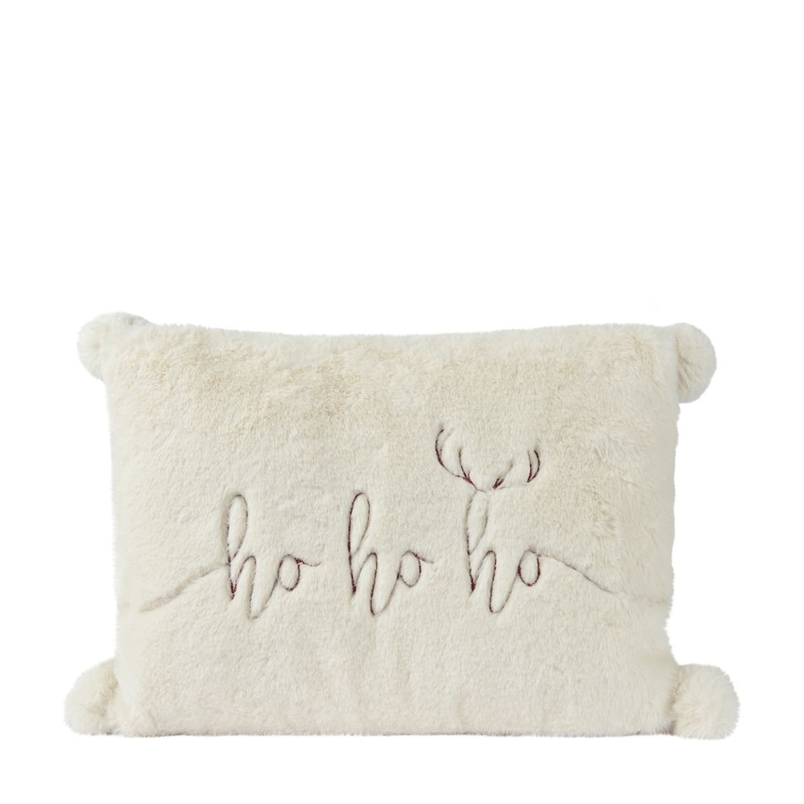 Ho Ho HO Fux Fur Pom Pom Cushion, Cream main product photo