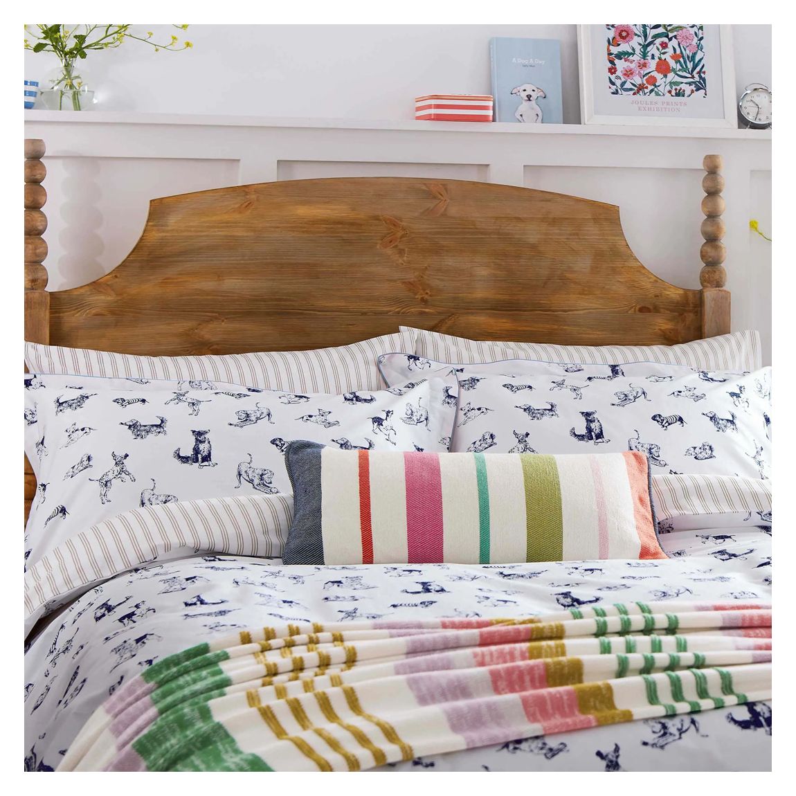 Playful Dogs King Duvet Set, French Navy main product photo