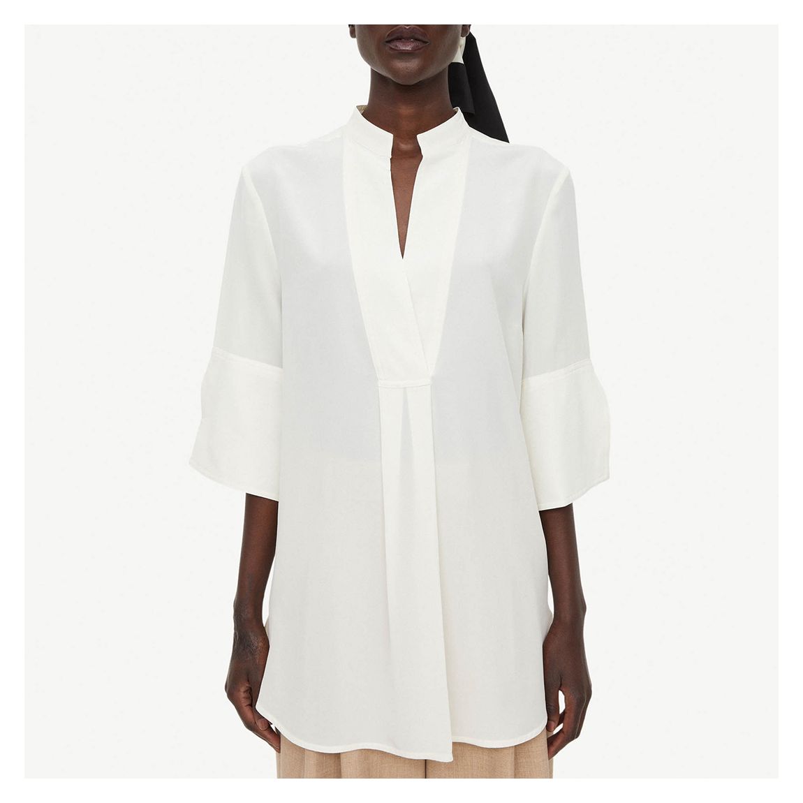 White Flayia Silk Blouse main product photo