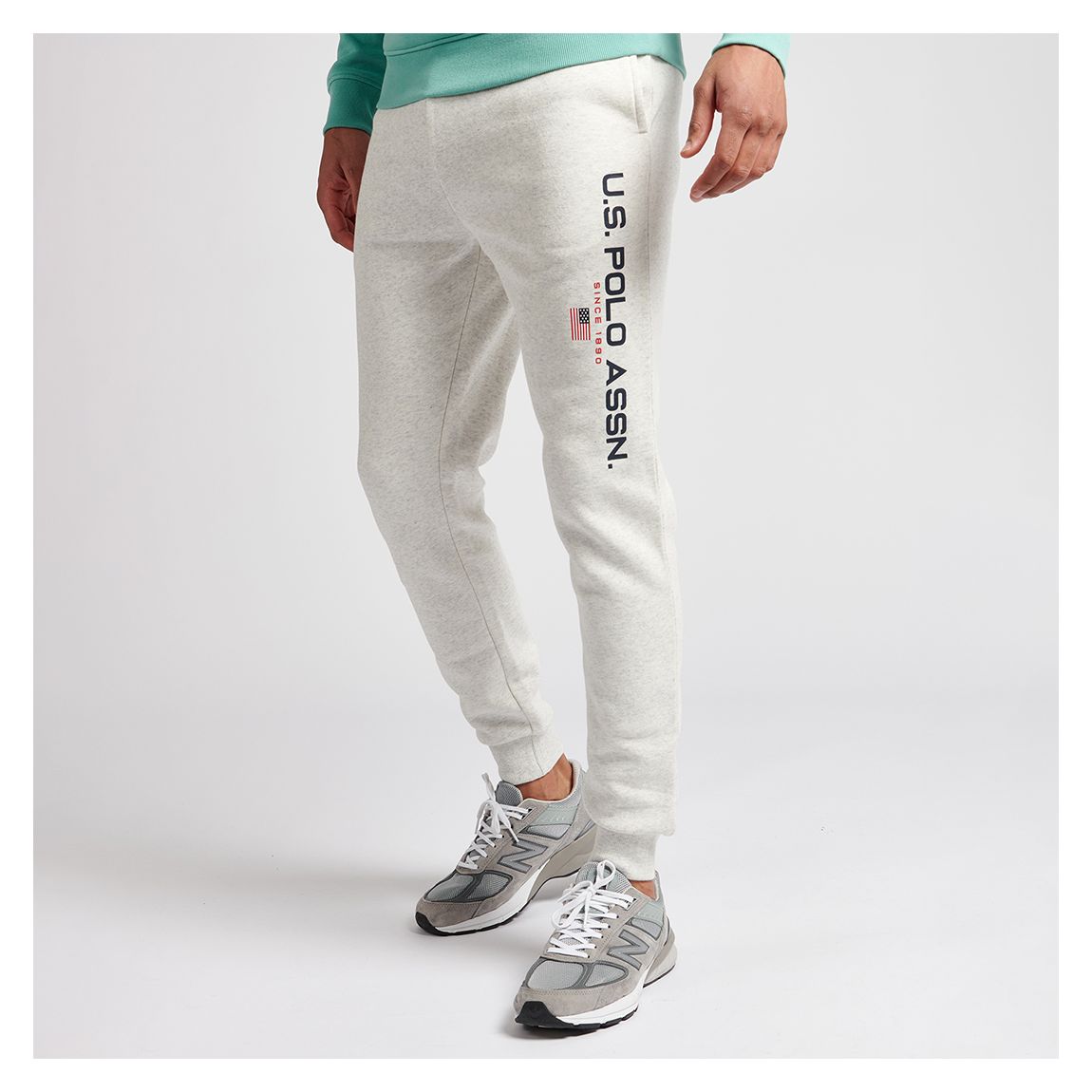 Light Grey Side Logo Cotton Blend Joggers main product photo
