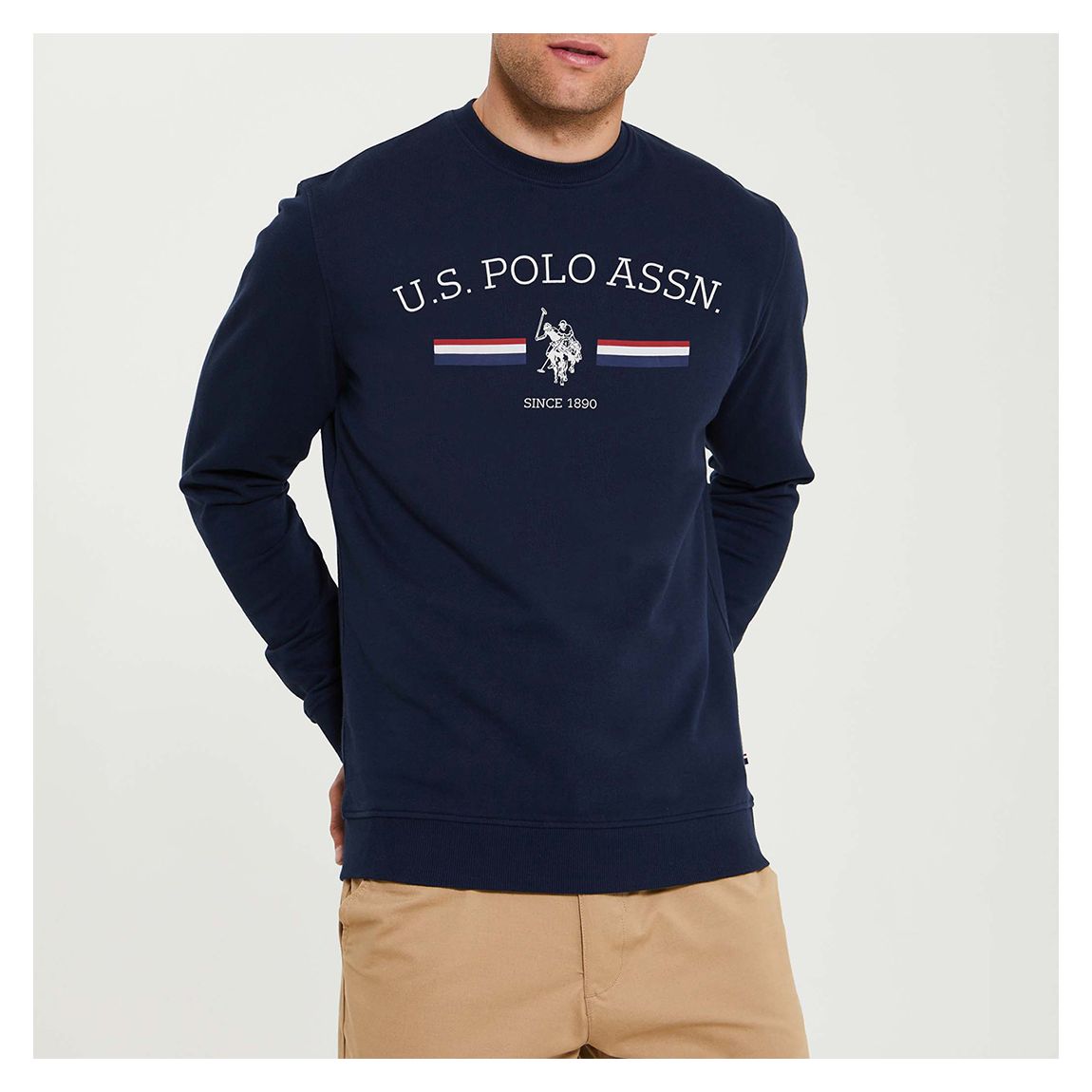 Navy Printed Crewneck Sweatshirt main product photo