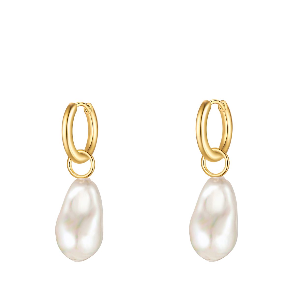 Yellow Gold Hoop Pearl Earrings main product photo