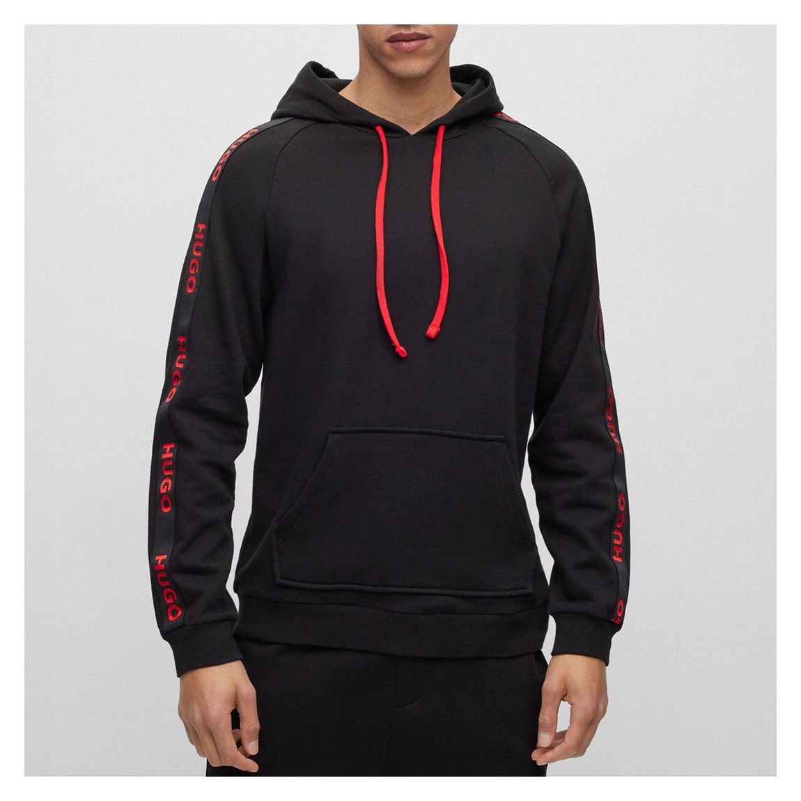 Black/Red Tape Cotton Hoodie main product photo
