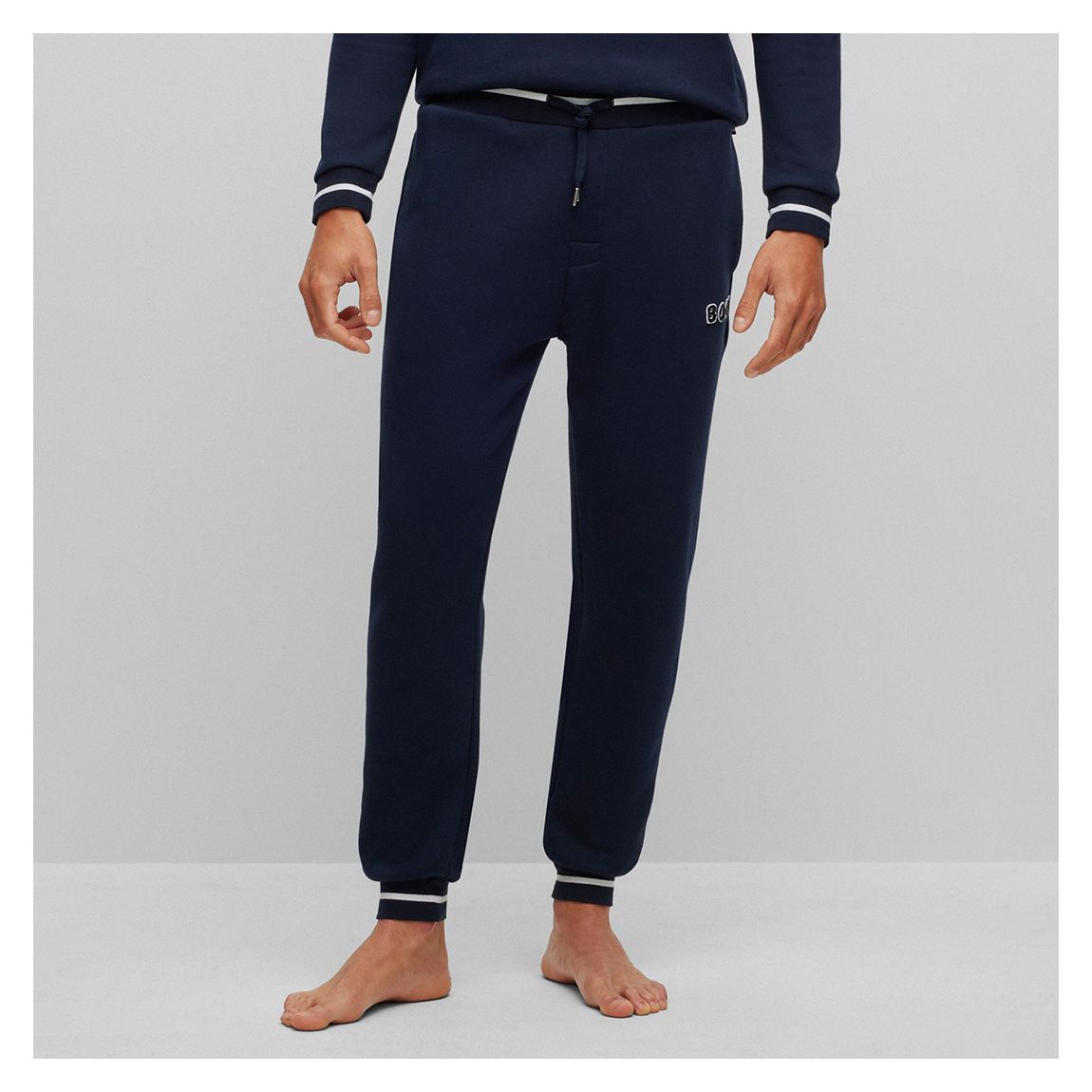 Dark Blue Contemporary Cotton Blend Joggers main product photo