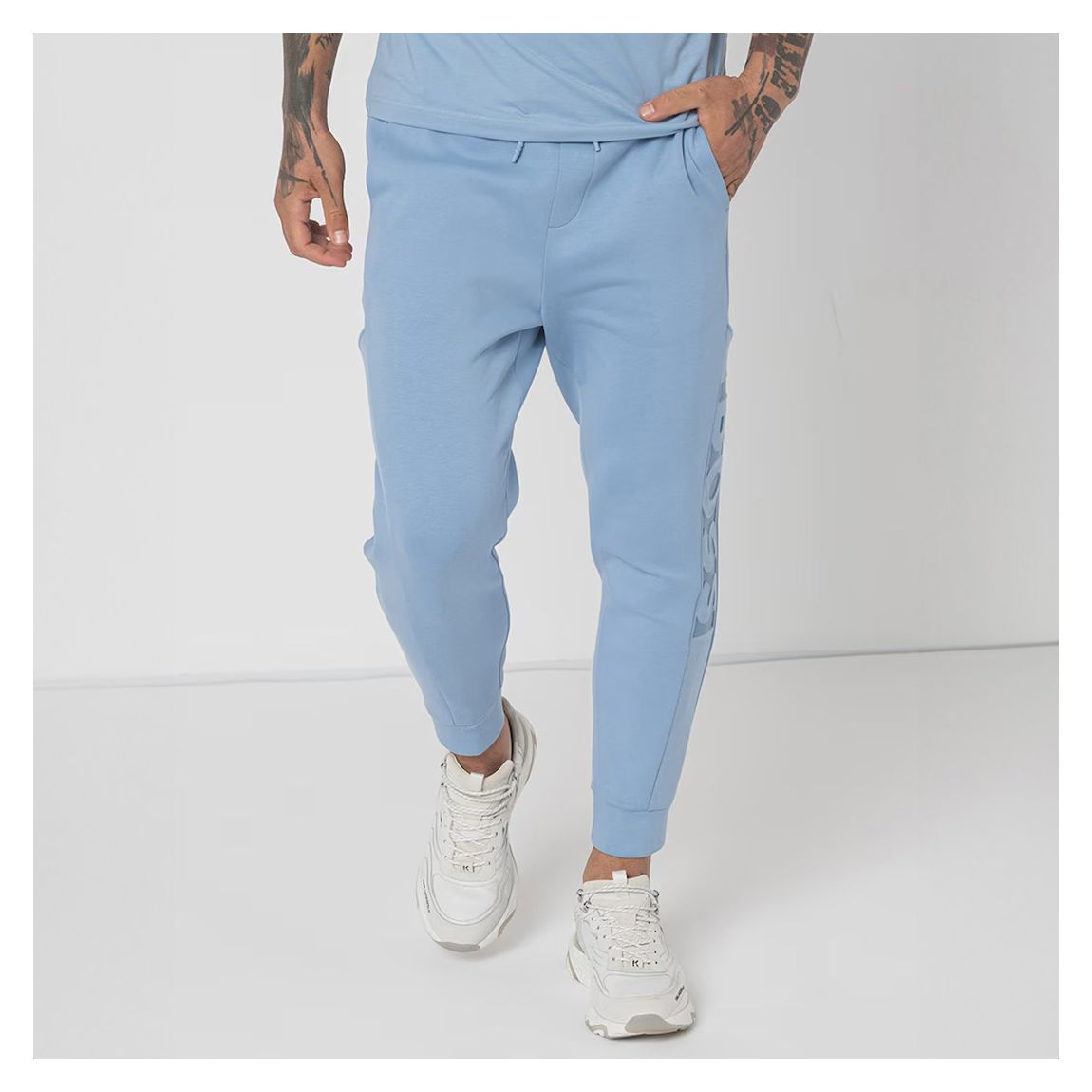 Pale Blue Helwyn Cotton Blend Joggers main product photo