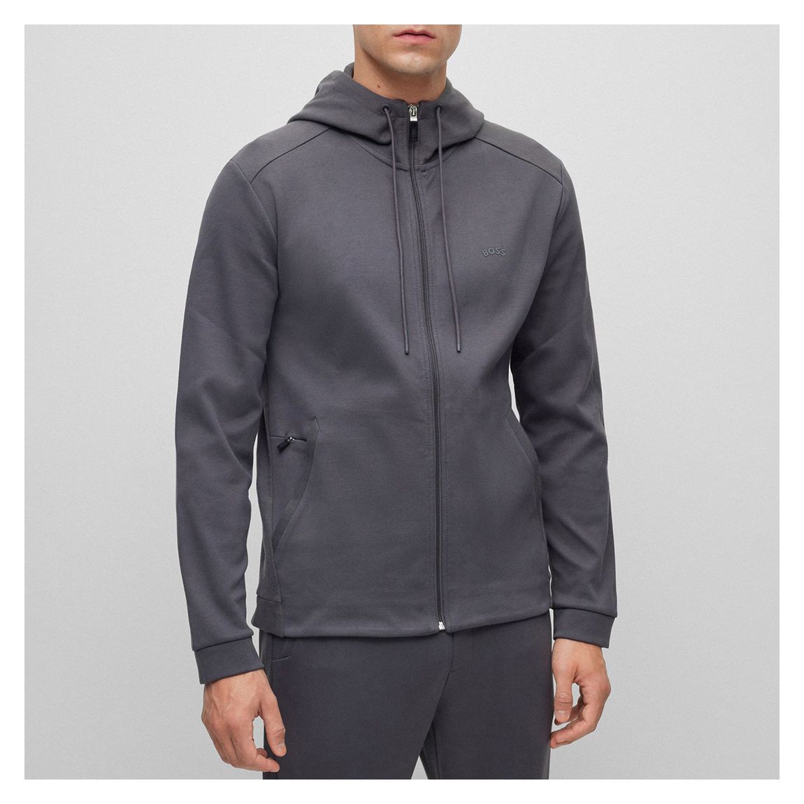 Dark Grey Zipped Cotton Hoodie main product photo