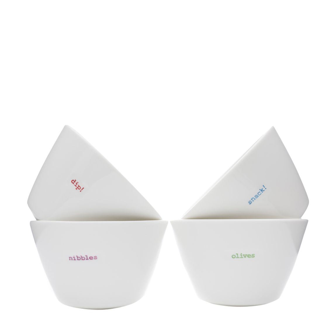 Set of 4 Snack Bowls - olives, snack!, nibbles, dip! main product photo