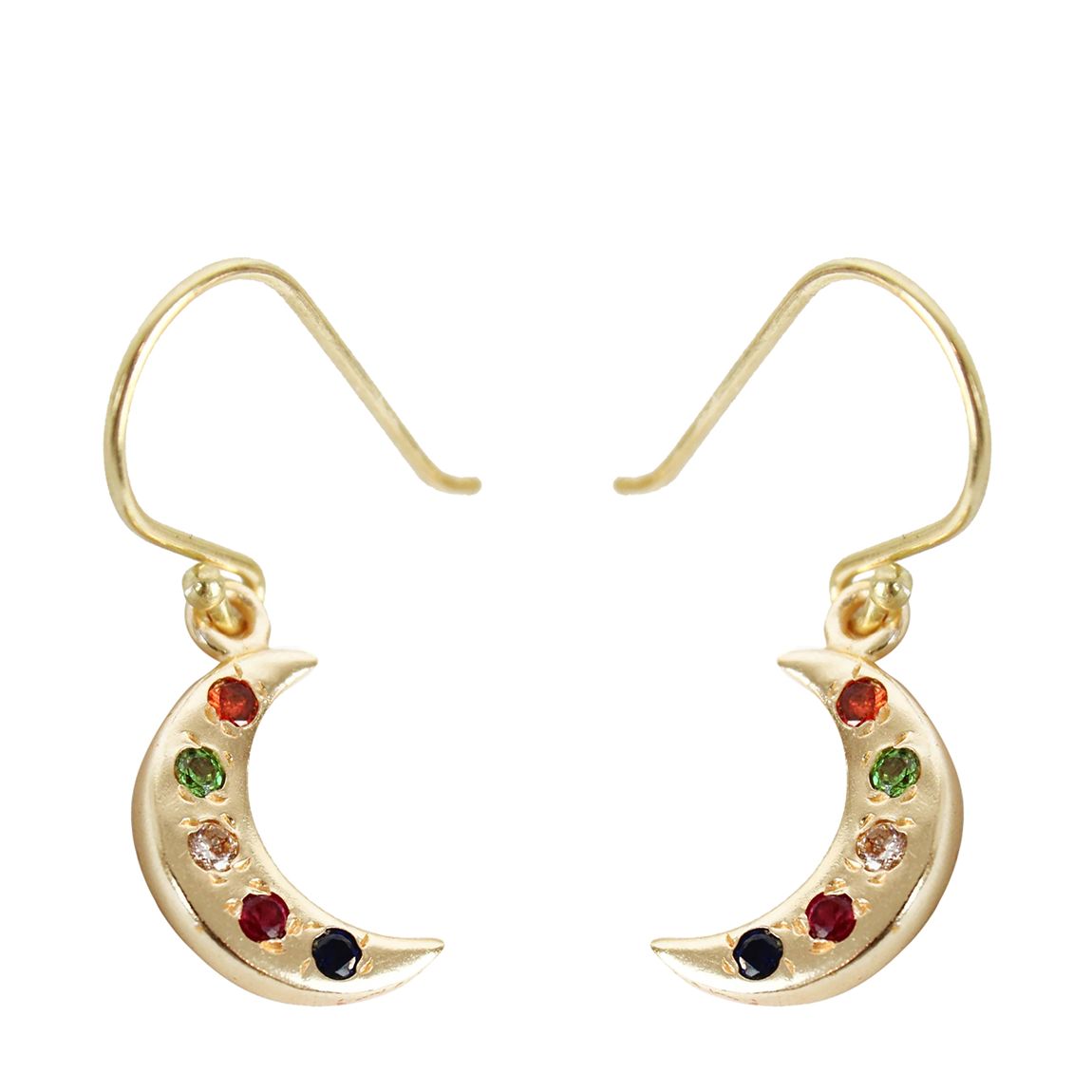 Gold Moon Gem Studded Hook Earrings main product photo