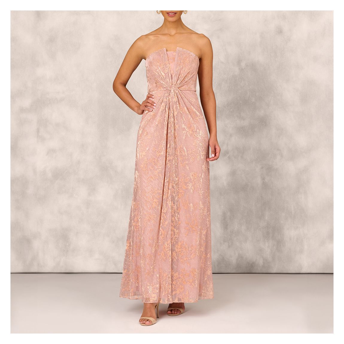Rose Gold Strapless Pleated Dress main product photo