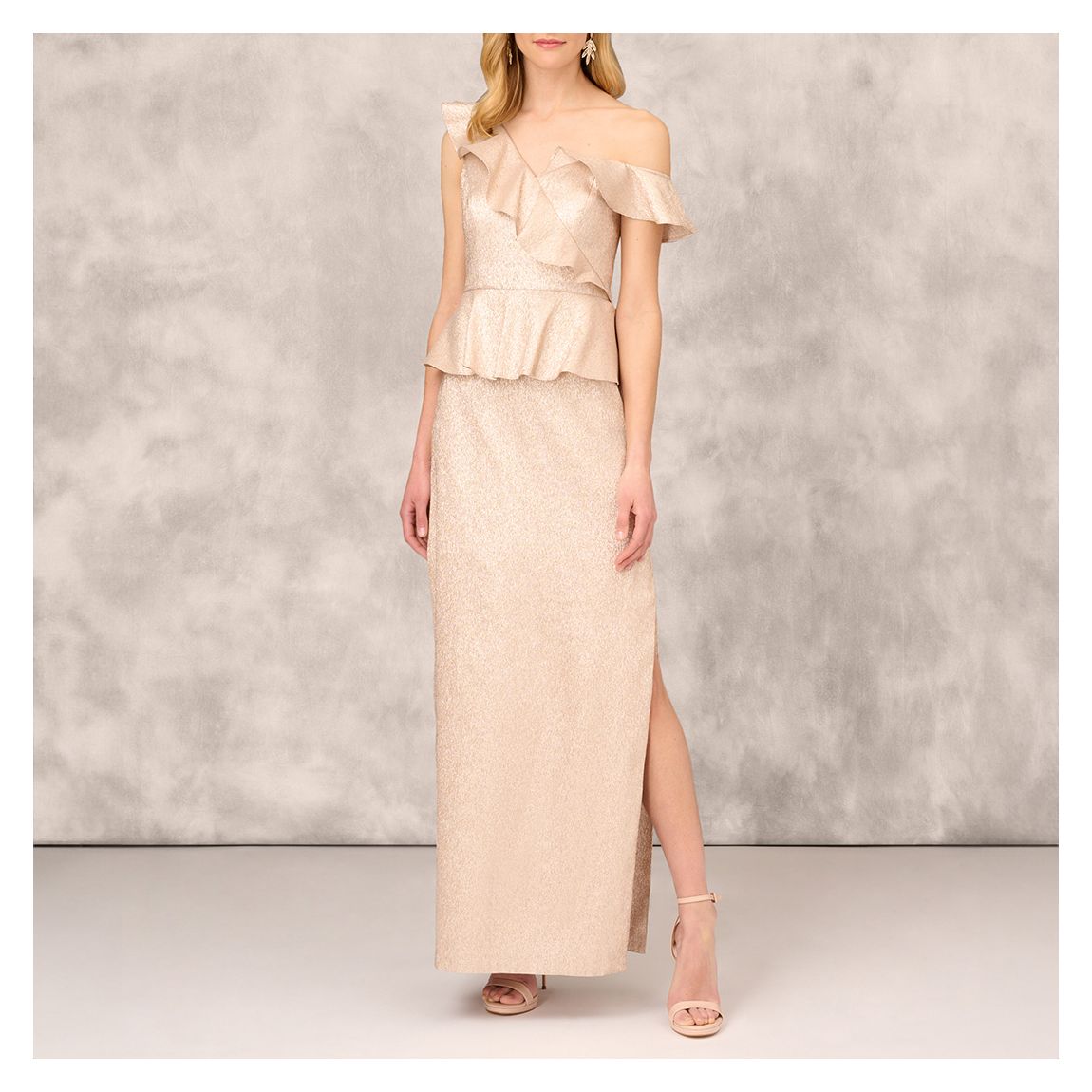 Rose Gold Ruffle Maxi Dress main product photo