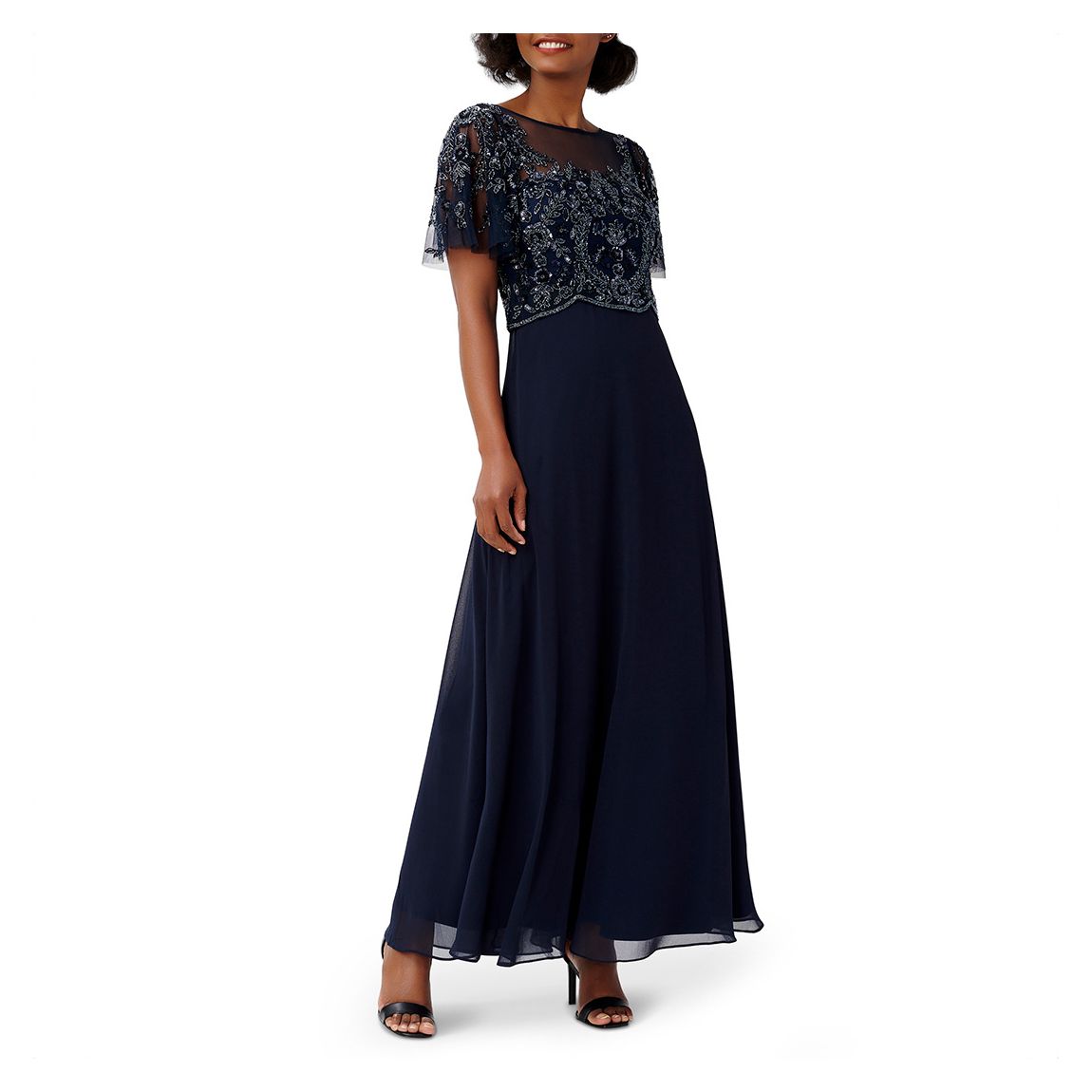 Navy Beaded Chiffon Dress main product photo