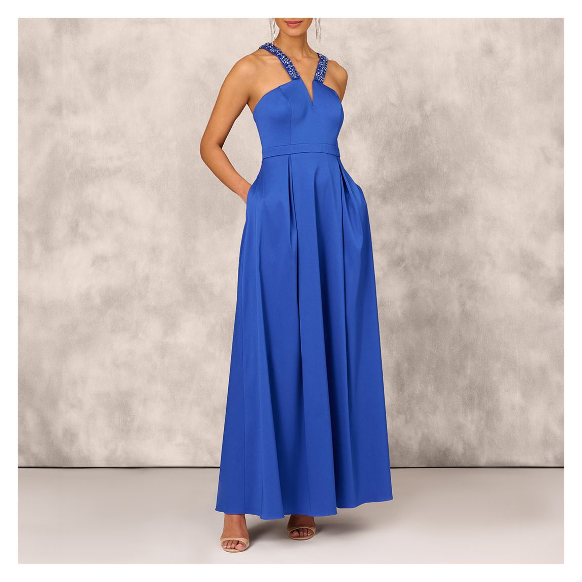 Royal Blue V-Neck Mikado Dress main product photo