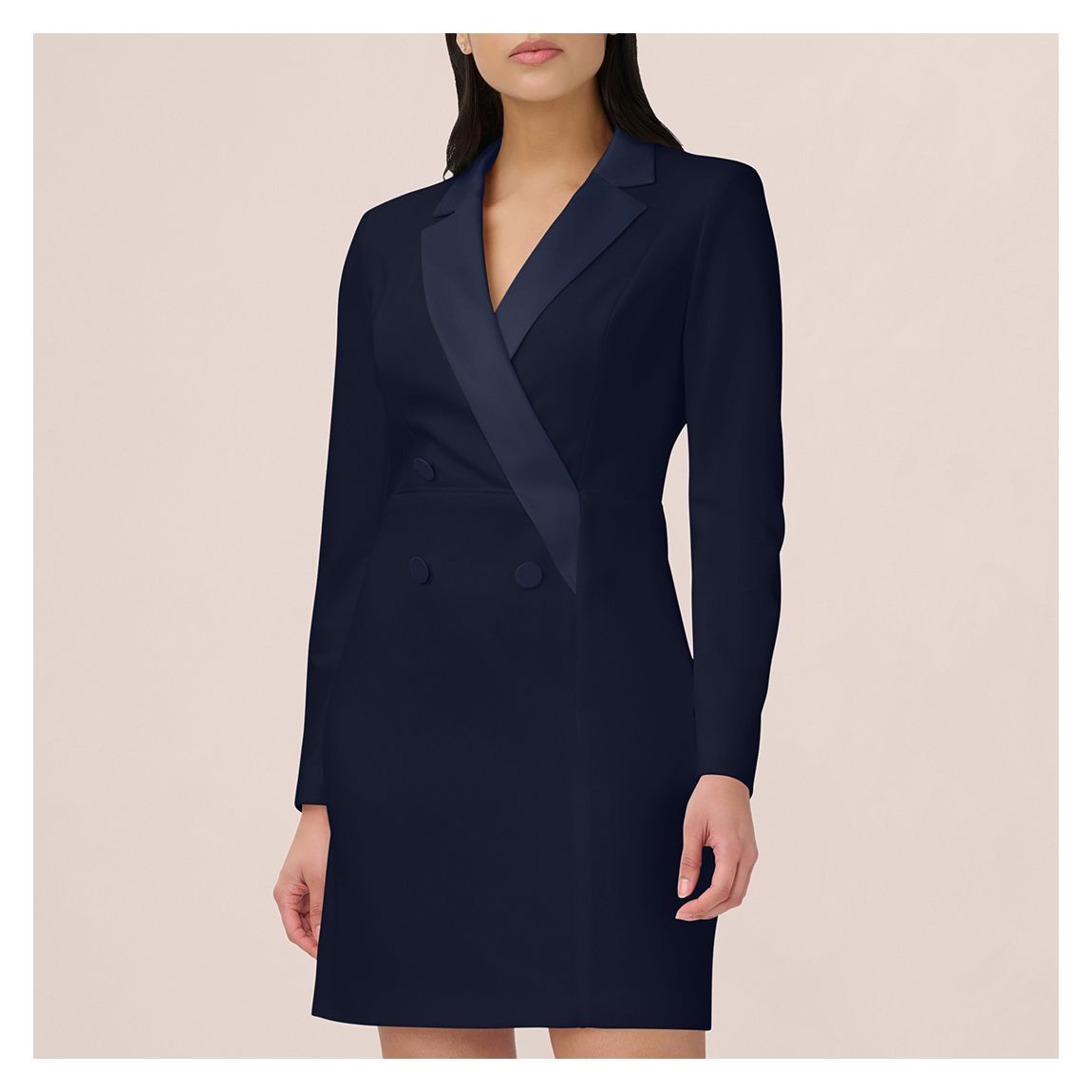 Navy Crepe Tuxedo Sheath Dress main product photo