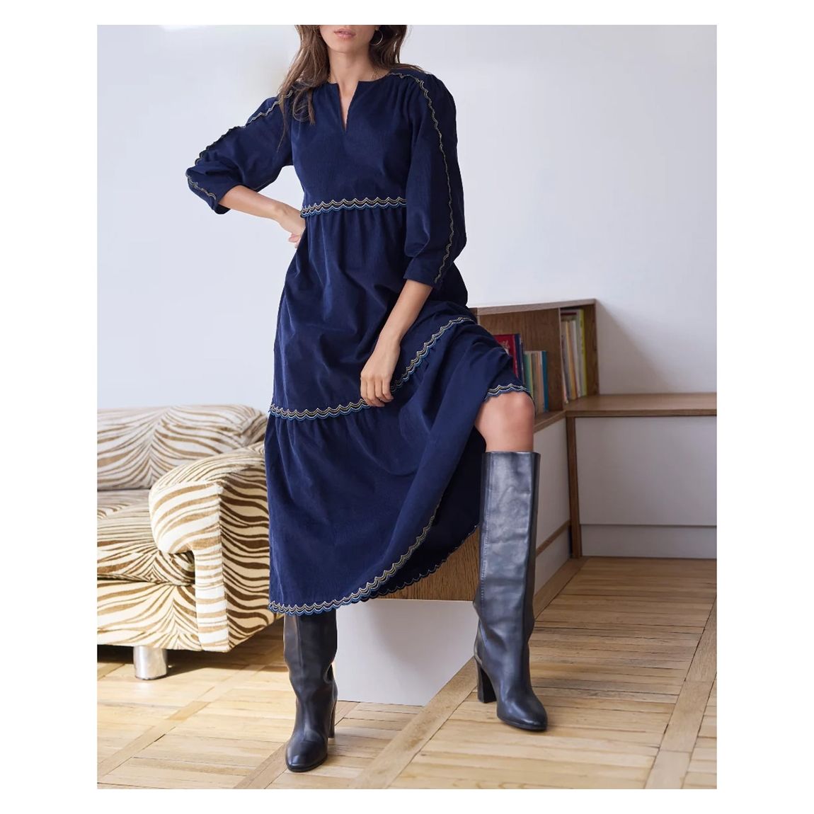 Navy Sara Cord Dress main product photo
