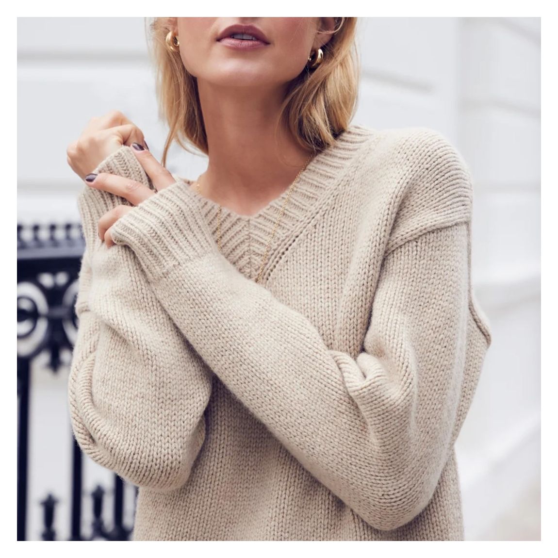 Beige Kelly V-Neck Jumper main product photo
