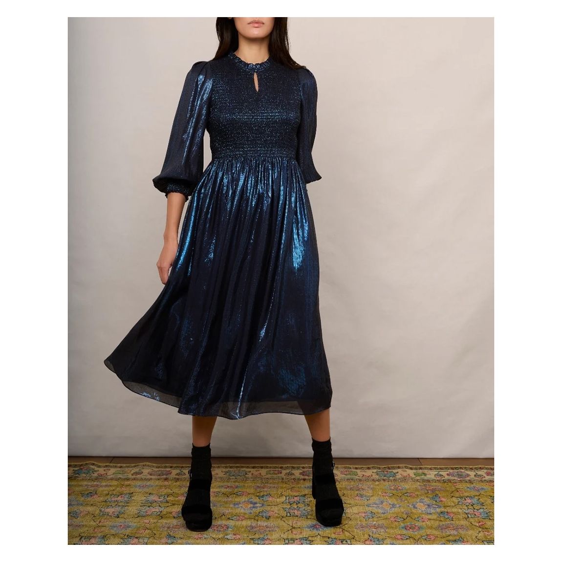 Blue Ari Silk Blend Lame Dress main product photo