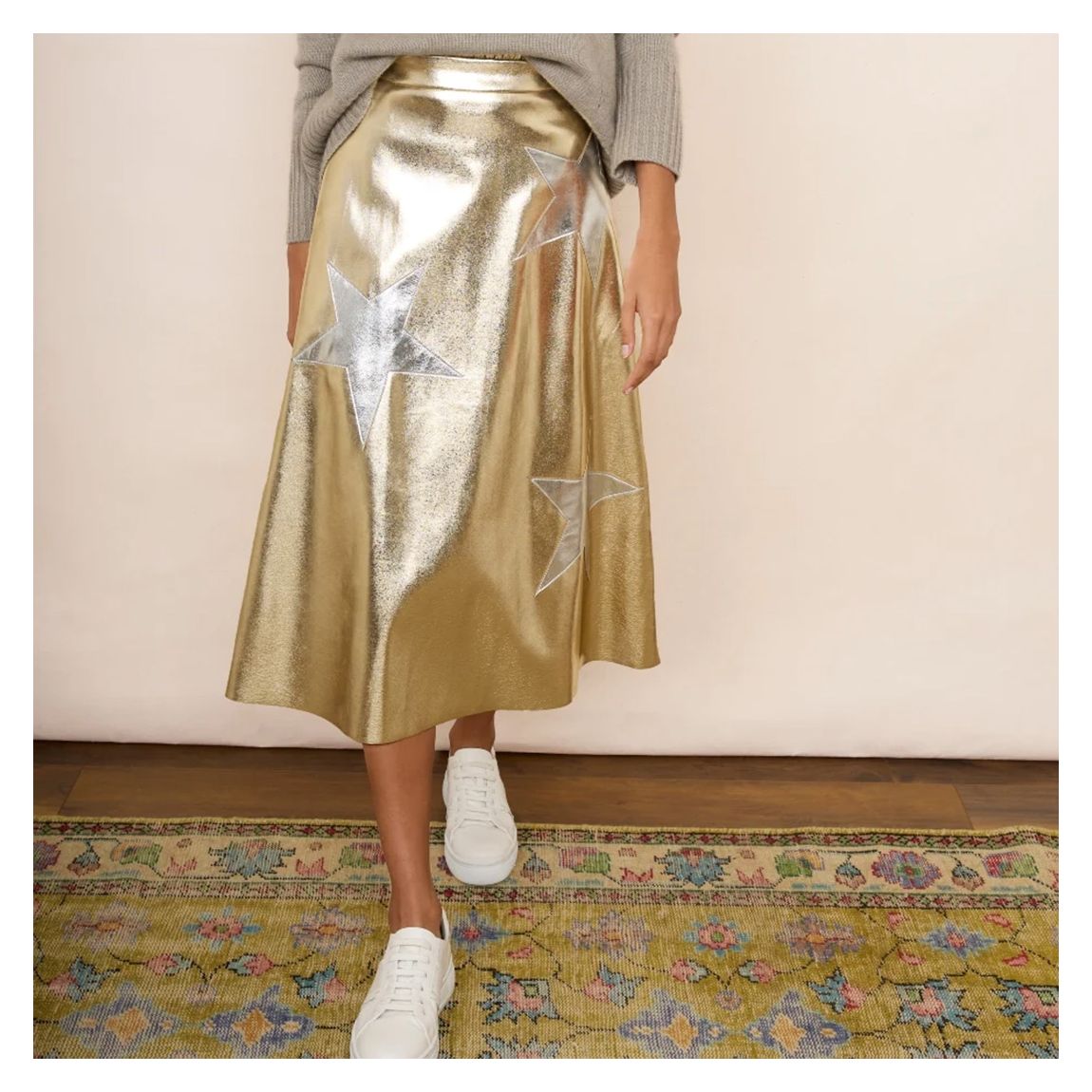 Gold Lateisha Faux Leather Star Skirt main product photo