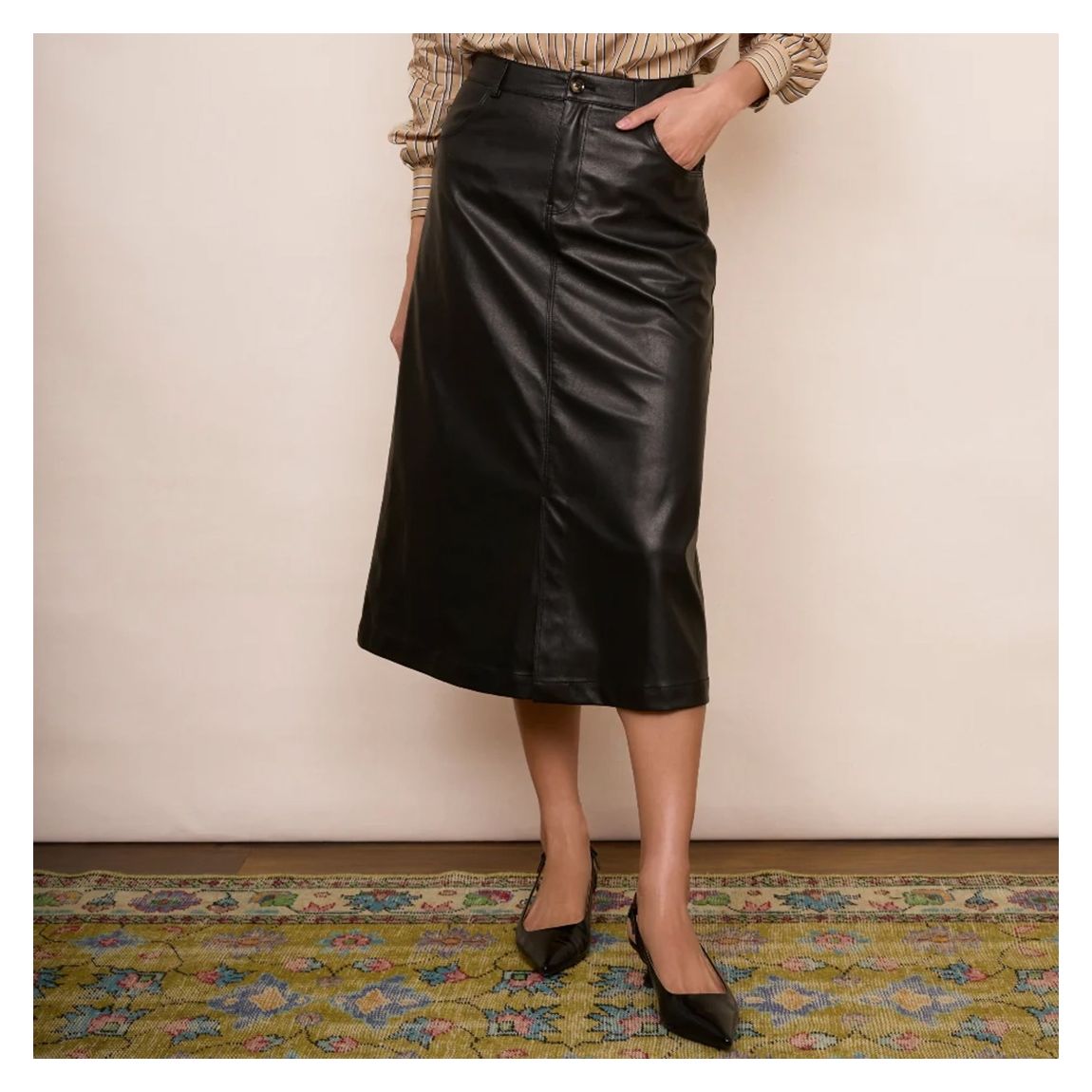 Black Mylene Faux Leather Skirt main product photo
