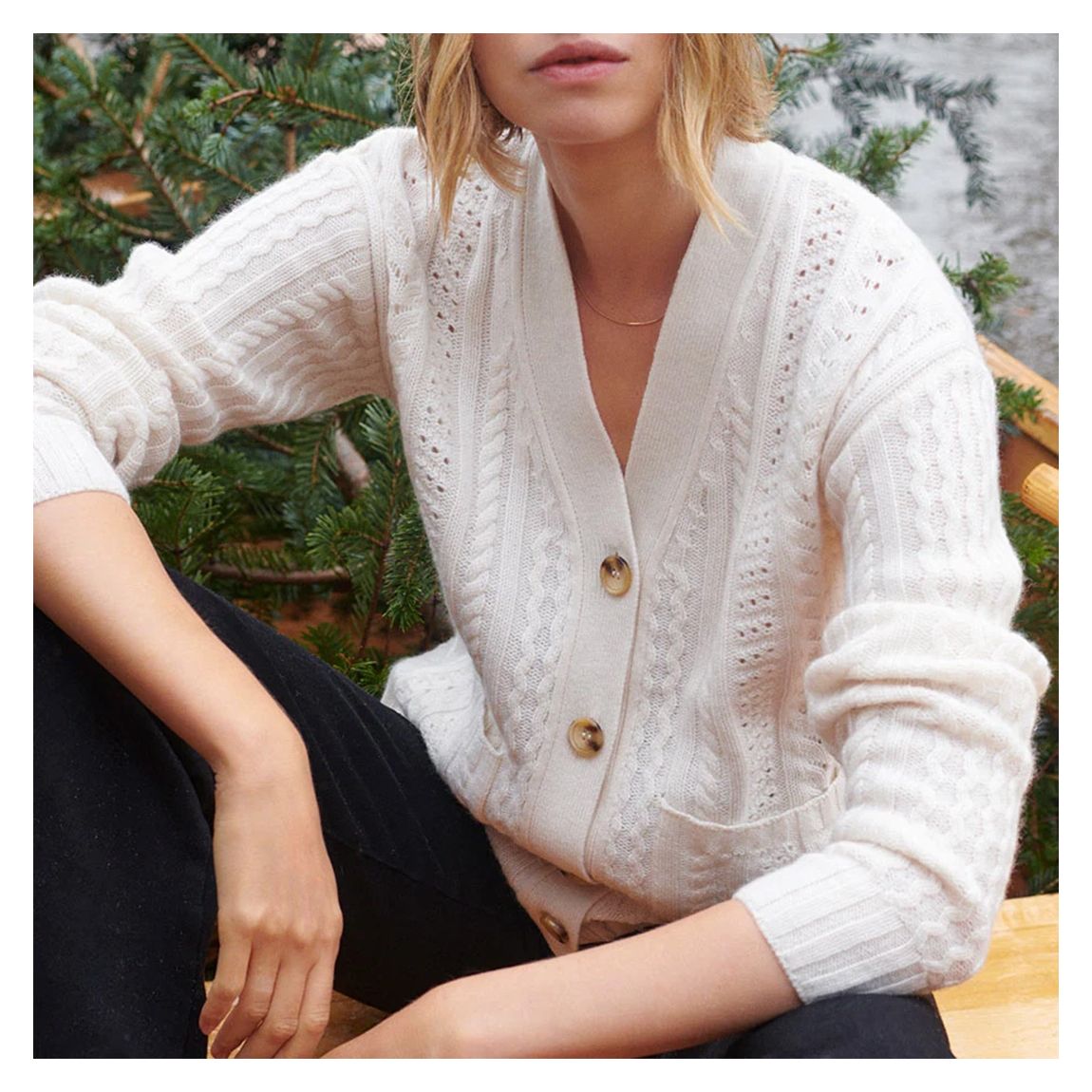 White Cathy Cable Cardigan main product photo